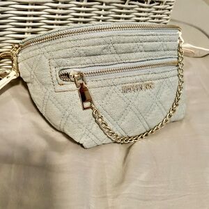 Steve Madden Cream Quilted Mini Bag with Gold Chain Bum Bag